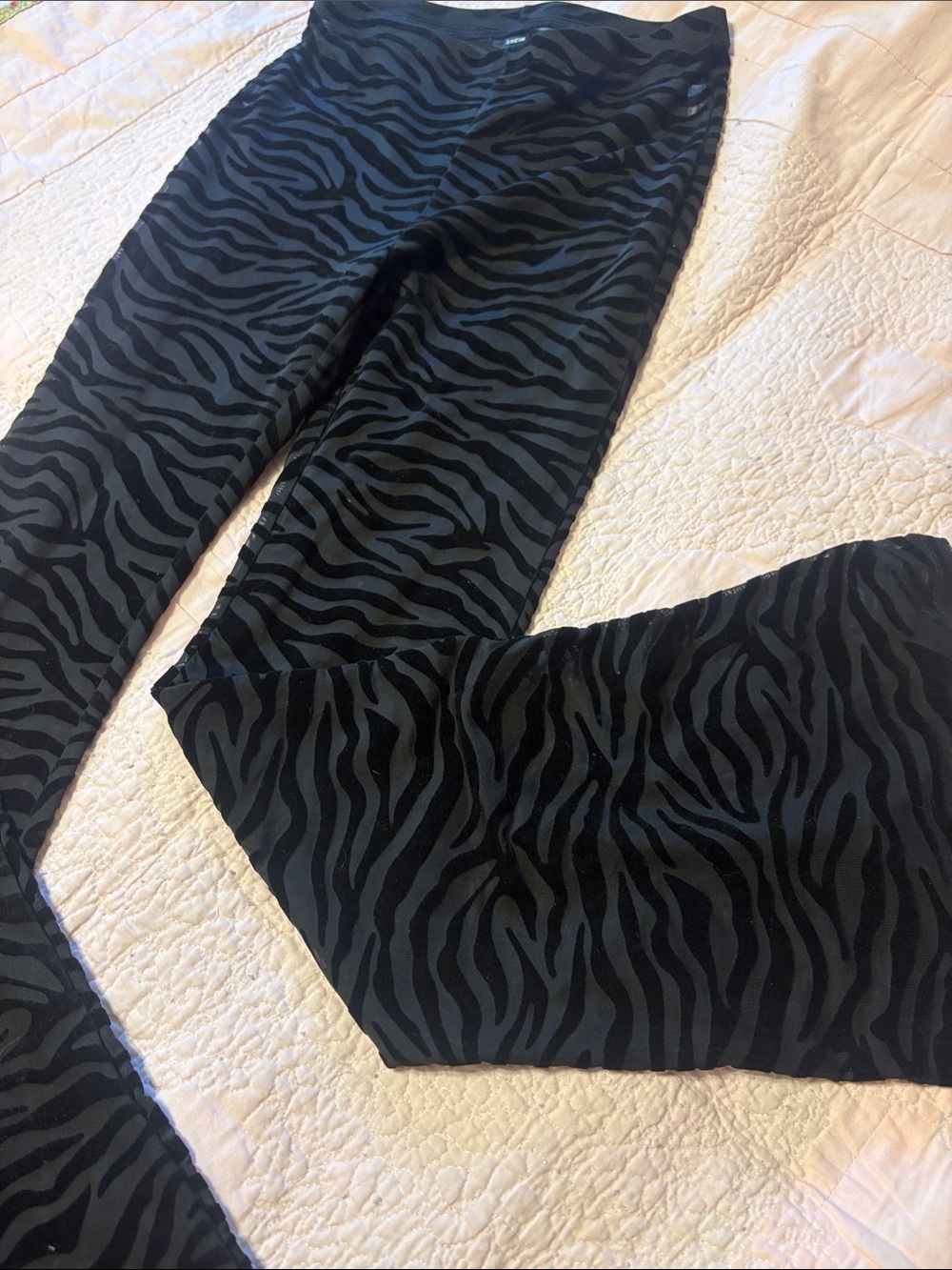 Black and Charcoal Mesh Zebra Print Leggings